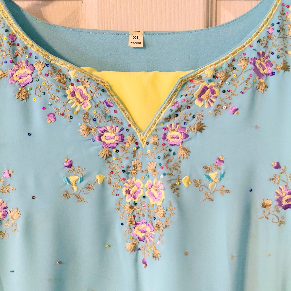 Salwar Kameez/Kurta set turquoise yellow XL - Picture 3 of 9